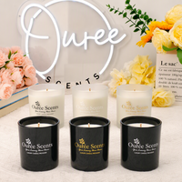 Bougie parfumée en verre givré avec mèche en bois, logo personnalisé OEM pour la décoration de la maison, les hôtels, les spas, les cadeaux