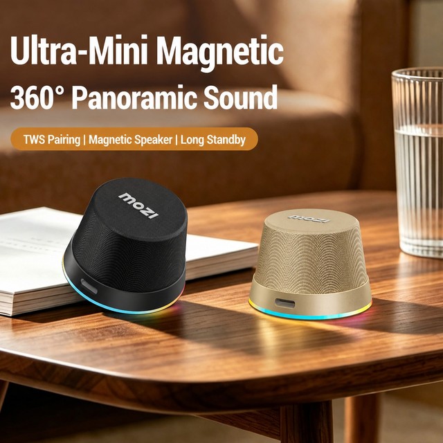 Magnetic  Speaker 2 in 1 Phone Stand Mini Wireless Speaker TWS 360 Surround Sound RGB Light Splash Resistant USB C