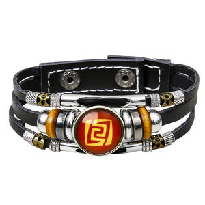 Pulsera <span class=keywords><strong>Genshin</strong></span> <span class=keywords><strong>Impact</strong></span> de siete elementos para hombre/mujer, pulsera de piel de vaca con <span class=keywords><strong>cuentas</strong></span> multicapa, brazalete de moda con ojo de piedras preciosas luminosas - Product Image 6