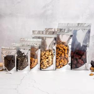 एल्यूमीनियम स्टैडअप पाउच जिपर बैग धातु माइलर आधा मेटालाइज्ड स्टैंड-अप पाउच प्लास्टिक फूड ग्रेजर गोल्ड सिल्वर प्रिंटिंग सिल्वर - Product Image 6