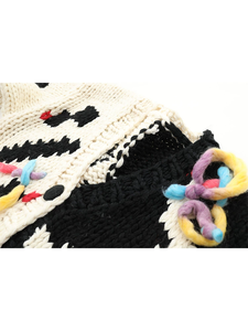 Streetwear Herfst Winter Warm Gebreide Patchwork Kleur Blokkerende Kleurrijke Dame Cardigan Knoop Trui Dames Truien Jas Jassen - Product Image 4