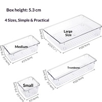 Organisateur de bureau rectangulaire transparent en plastique PET écologique à un seul niveau pour salon et chambre à coucher