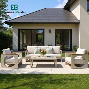 Juego de Sofás de Exterior de Aluminio Moderno y Lujoso para Jardín, Ecológico, Resistente a la Oxidación, Impermeable y Duradero, para Patio, Hotel o Villa - Product Image 1