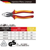 WEDO Outils isolés Vde 1000v Crv Injection électrique 6 ''7'' 8 ''Pince combinée pour monteur de ligne isolé