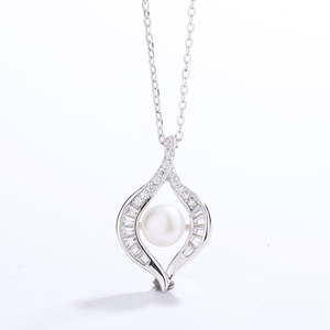 <b>Copper</b> Flame <b>Lantern</b> Baguette Round CZ Freshwater Pearl Pendant Necklace Exotic Curved Jewelry Gift for Women - Product Image 2