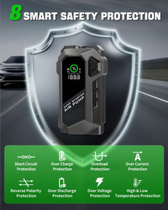 HQ18 16000mah 4 en 1 Fonctions Portable Car Jump Starter Batterie Avec Compresseur D'air Jump Start Box Gonfleur de Pneu Pompe à Air - Product Image 2