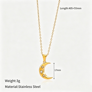 Collares con Colgante de Estrella y Luna, Joyería de Acero Inoxidable Personalizada de Moda - Product Image 6