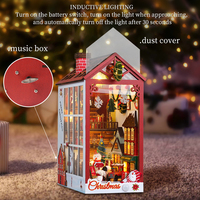 Kit de recoin de livre de bricolage miniature 3D Puzzle en bois maison de poupée assemblage modèle de construction serre-livres avec meubles lumière LED cadeaux de noël