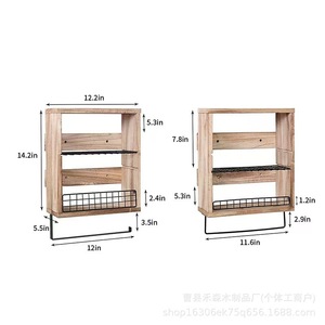 Wall Mounted <b>Storage</b> <b>Rack</b> Rectangle Beech Finish 3 Floors Punch Free For <b>Kitchen</b> Bathroom Towel Holder Condiment Organizer - Product Image 4