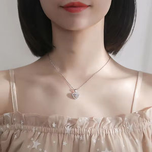 Изящные ювелирные изделия 925 стерлингового серебра полированный круглый Циркон Сердце ожерелье для женщин - Product Image 5