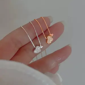 Rainbowking Sierlijk Hart 925 Zilveren Sieraden Ketting Zoete Eenvoudige Hartvormige Sleutelbeenketting Fijne Sieraden Ketting