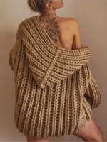 Pull cardigan en tricot ample à capuche uni élégant pour femmes, veste sans manches élégante, automne, bureau, femmes, trajets quotidiens, streetwear
