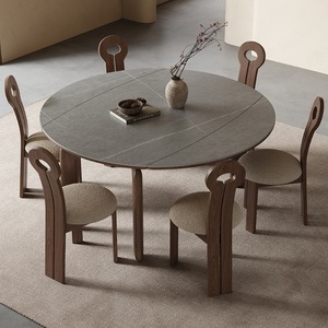 Wabi Sabi Solid Wood Oval Dining <b>Table</b> <b>Walnut</b> Color Modern Minimalist Design For Adults - Product Image 2