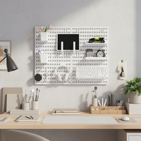 Étagère murale perforée non pliable à un seul niveau, sans perçage, en plastique PP, multifonction, pour présentoir, organisateur d'accessoires et rangement