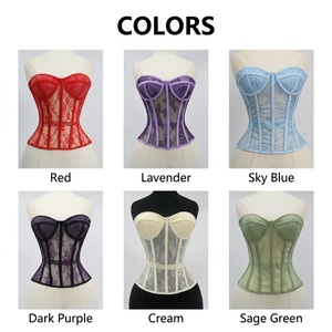 Top <span class=keywords><strong>Corsetto</strong></span> Modellante FancyShape con Pizzo e Rete, Bustier <span class=keywords><strong>Push</strong></span>-<span class=keywords><strong>up</strong></span> in Spandex/Nylon per Feste - Product Image 6