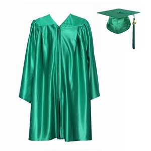 Spring Preschool Graduation Gown Set for <strong>Children</strong> Knitted Shiny 100% Polyester Graduation Cap and Gown School Event Uniform - Product Image 1