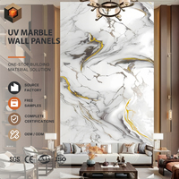 Panneau mural UV sur mesure, hauteur personnalisée, design agate blanc gris avec veines dorées, moderne, imperméable, pour salles d'exposition, chambre à coucher, feuille de marbre PVC