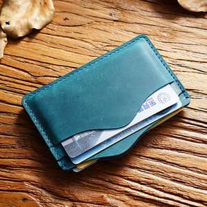 Custom Genuine Leather Credit Card <b>Holder</b> Retro Men's Casual Handmade Wallet Open Closure Normcore/Minimalist Business Card Card - Product Image 3