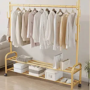 New Type Clothes Hanger Laundry Metal Single Pole Clothes Hanger Coat Stand Dry Shoes Coat Rack Hanger Stand With Wheels