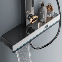 Ensemble de douche en laiton intelligent avec écran LED numérique, fonctions de massage SPA pour la taille et le dos, jet de pluie et pommeau de douche carré