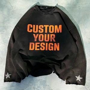 <span class=keywords><strong>Felpe</strong></span> Unisex Oversize Vintage <span class=keywords><strong>con</strong></span> Stampa Personalizzata, Design <span class=keywords><strong>con</strong></span> Occhielli, Lavaggio Acido, in Cotone Pesante Effetto Vissuto - Product Image 1
