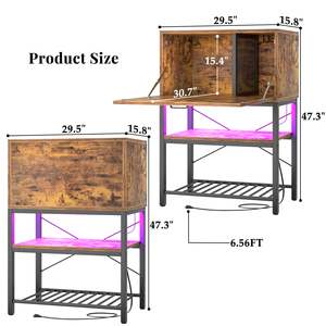 Meuble bar en bois convertible avec prises LED, design moderne à 4 niveaux, porte-<span class=keywords><strong>vin</strong></span> et spiritueux haut pour la maison, la cuisine ou la salle à manger - Product Image 6