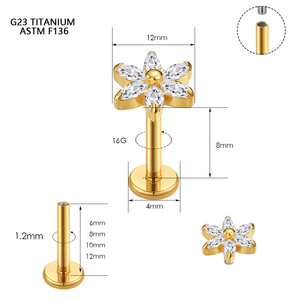 <span class=keywords><strong>Piercing</strong></span> Hélix Classique YingSheng F136 en Titane Plaqué Or 18K/24K avec Cristal Papillon et Strass pour Fiançailles et Mariage - Product Image 4