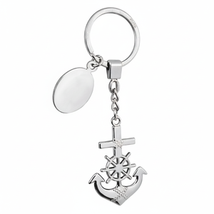 Porte-clés en métal personnalisable avec ancre et roue de bateau, porte-clés personnalisé en métal pour porte-clés, sans boîte - Product Image 2