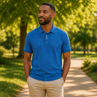Chemise décontractée à manches courtes en coton tricoté brodé pour homme avec poche poitrine, couleur unie, style workwear