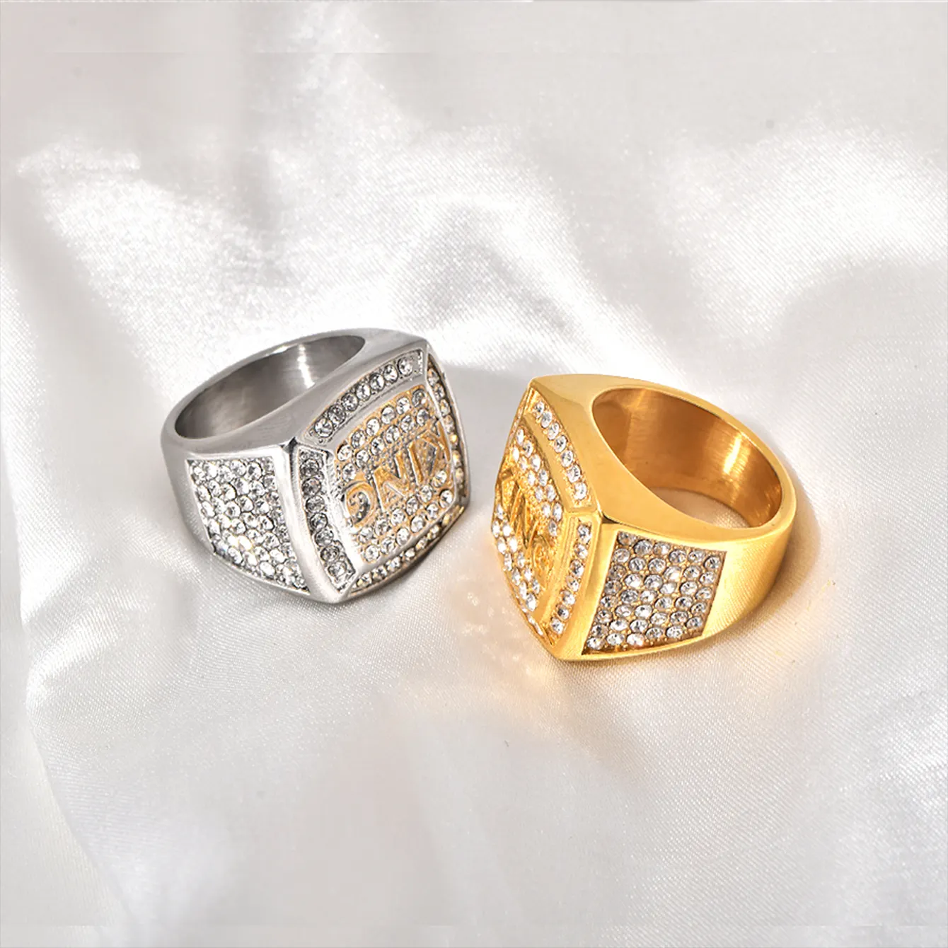 2023 хип-хоп винтажное позолоченное Новое инкрустированное циркониевое кольцо из нержавеющей стали, кольцо из титановой стали для мужчин