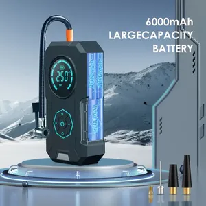 Pompe à air <span class=keywords><strong>sans</strong></span> <span class=keywords><strong>fil</strong></span> portable avec gonfleur pour démarreur de saut HF-1921 avec batterie externe mobile, éclairage LED et lumière clignotante SOS - Product Image 4
