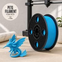Filament PETG 1 kg pour impression 3D, bobine de 1,75 mm pour modèles/prototypes/pièces d'impression FDM/imprimantes Bambu, noir, 200-240°C