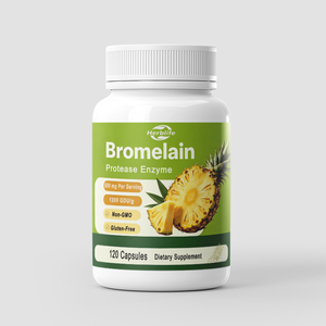 Capsules de bromélaïne 500 mg par dose, 1200 GDU/g, capsules végétariennes sans OGM ni gluten, complément alimentaire OEM - Product Image 1