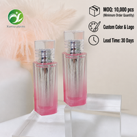 Tube de brillant à lèvres rond entièrement transparent avec bouchon à vis et surface sérigraphiée pour l'emballage cosmétique de rouges à lèvres et de fards à joues