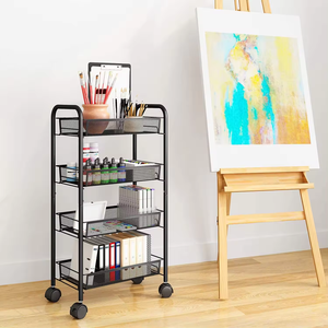 Hochwertige Mesh Küche Lagerung praktische Wagen Korb halterung Fulplate Regal l 3 Schichten Rollwagen Metall Lagerung Kunst wagen - Product Image 3