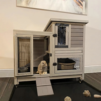 Cage à lapins en bois PetPlot Home MJH21J pour intérieur et extérieur, avec roulettes, imperméable, pour petits animaux, lapins, cochons d'Inde, avec tiroir coulissant