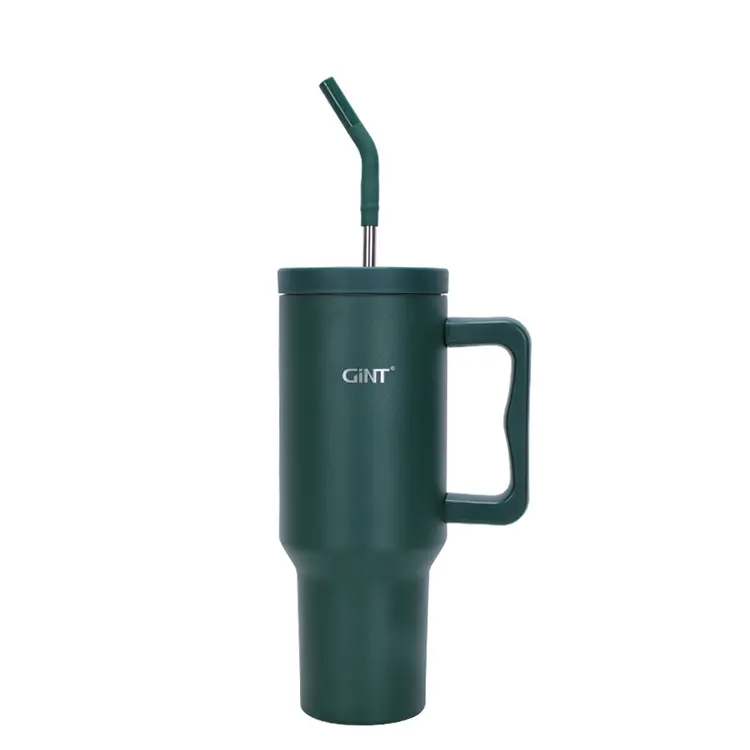 Copo de aço inoxidável isolado caneca de viagem quencher aventura sublimação copo de 40 onças com alça e canudo