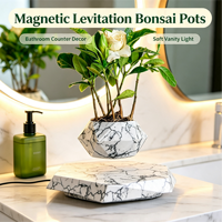 Macetas de Bonsái Flotantes de Levitación Magnética, Macetas Giratorias con Flores Preservadas, Regalo Creativo y Personalizado