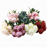 Bouquet de fleurs de pivoine artificielles réalistes faites à la main, arrangement floral en plastique pour mariage, Saint-Valentin, Pâques, Noël, Nouvel An