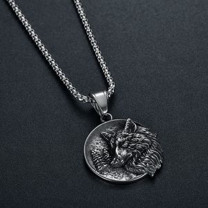 Yunnique – collier avec pendentif tête de loup en acier titane pour hommes, design animal vintage, style nordique, bijoux cadeau, chaîne de 3mm, 61cm - Product Image 3