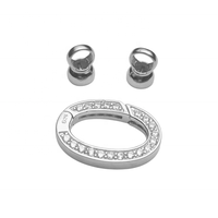Bracelet à fermoir rond de luxe en argent sterling 925 plaqué or, fermoir à ressort pour la fabrication de bijoux, collier de perles DIY.