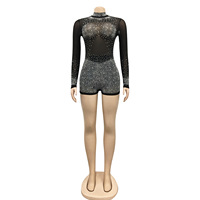Nouvelle combinaison sexy pour femme, col rond, manches longues, imprimé à chaud, transparente, tendance Y2K, streetwear, body à haute élasticité