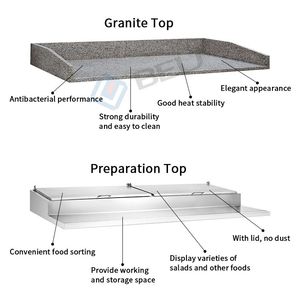 <span class=keywords><strong>Réfrigérateur</strong></span> <span class=keywords><strong>sous</strong></span> le comptoir GN 2 portes pour salade et pizza avec dessus en granit - Product Image 3