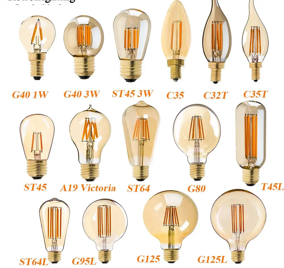 Lámpara de araña <span class=keywords><strong>retro</strong></span> decorativa, LED bombilla de filamento de vidrio de 4W, T45, Edison, con C35, A19, T30, T45, ST58, ST64, G80, G95, G125