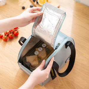 Sac à lunch isotherme de taille moyenne avec logo personnalisé, glacière tissée pliable pour la préparation de repas pour le bureau et les aventures en plein air - Product Image 4