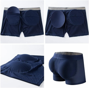 CELINNE Polyester Spandex Butt Lifting men Boxer Briefs Breathable Enhancement <b>Padding</b> Mens <b>Underwear</b> - Product Image 2