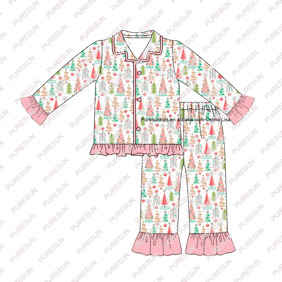 Noël fille vêtements de nuit