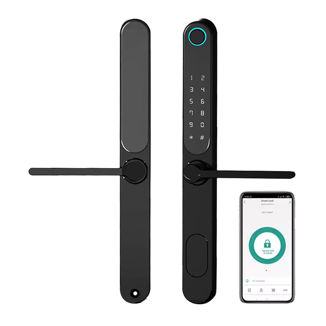 High Quality Aluminum Alloy Sliding Slim Digital Intelligent Tuya BLE App Smart Door Lock Waterproof Hot Selling for Glass Door