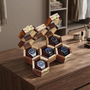 8 Slot Eco-Friendly Customizable Handmade Rosewood Honeycomb <b>Watch</b> Box Organizer Jewelry Organizer - Product Image 4