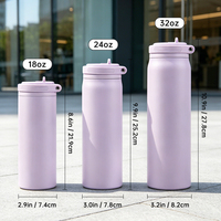 Bouteille d'eau en acier inoxydable écologique de 24 oz sans BPA avec poignée à boucle dissimulée, gobelet mince de 24 oz pour voiture, idéal pour la gym et le fitness